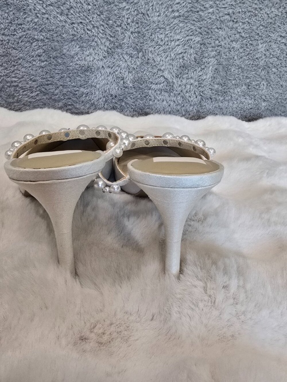 Dolce Vita Kanika Pearl Heels Vanilla Silk Womens Size 7.5 Bride Bridal Party - Picture 5 of 12